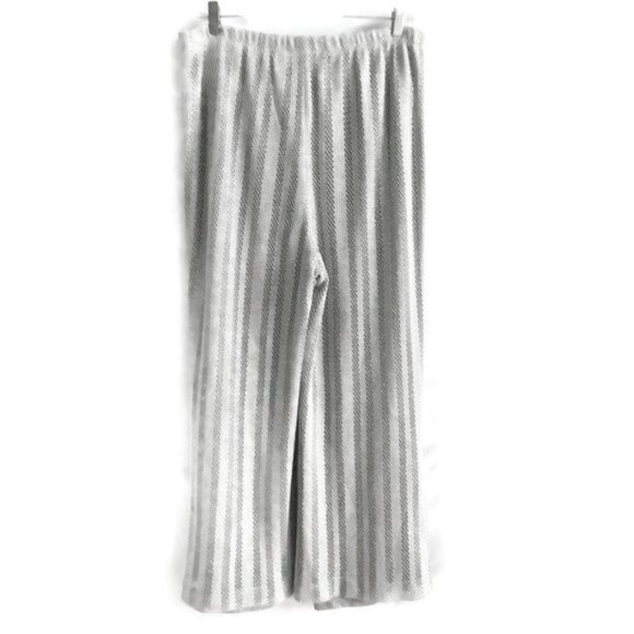 Vintage Disco Pants Silver Lurex Lace Overlay Stretch High Waist Wide Leg Large - Picture 15 of 15